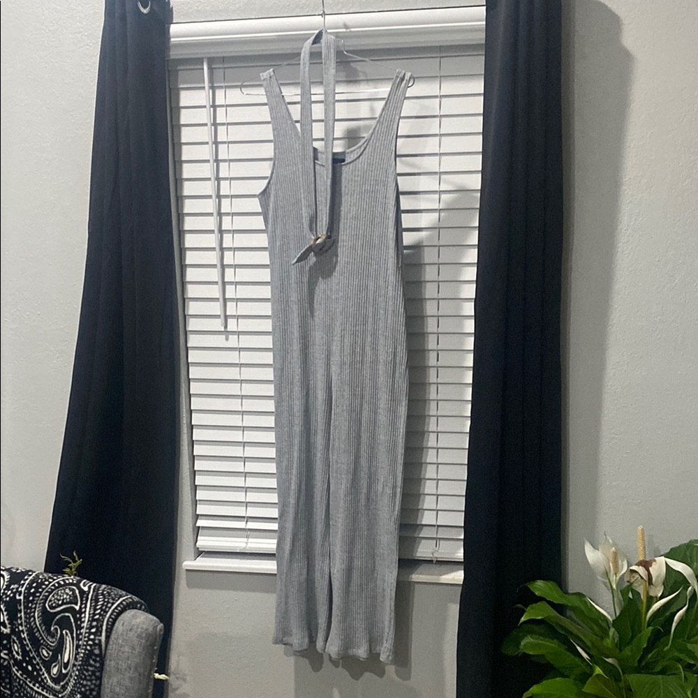 American Eagle Outfitters Gray Ribbed Jumpsuit